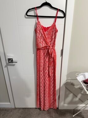 Michael Kors Coral Snake-Print Wrap Jumpsuit